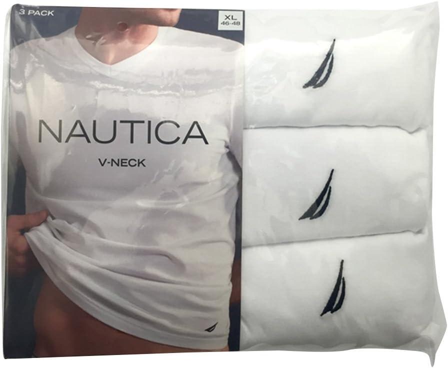 image:imageNautica Mens 3Pack Cotton VNeck TShirt3 Pack White