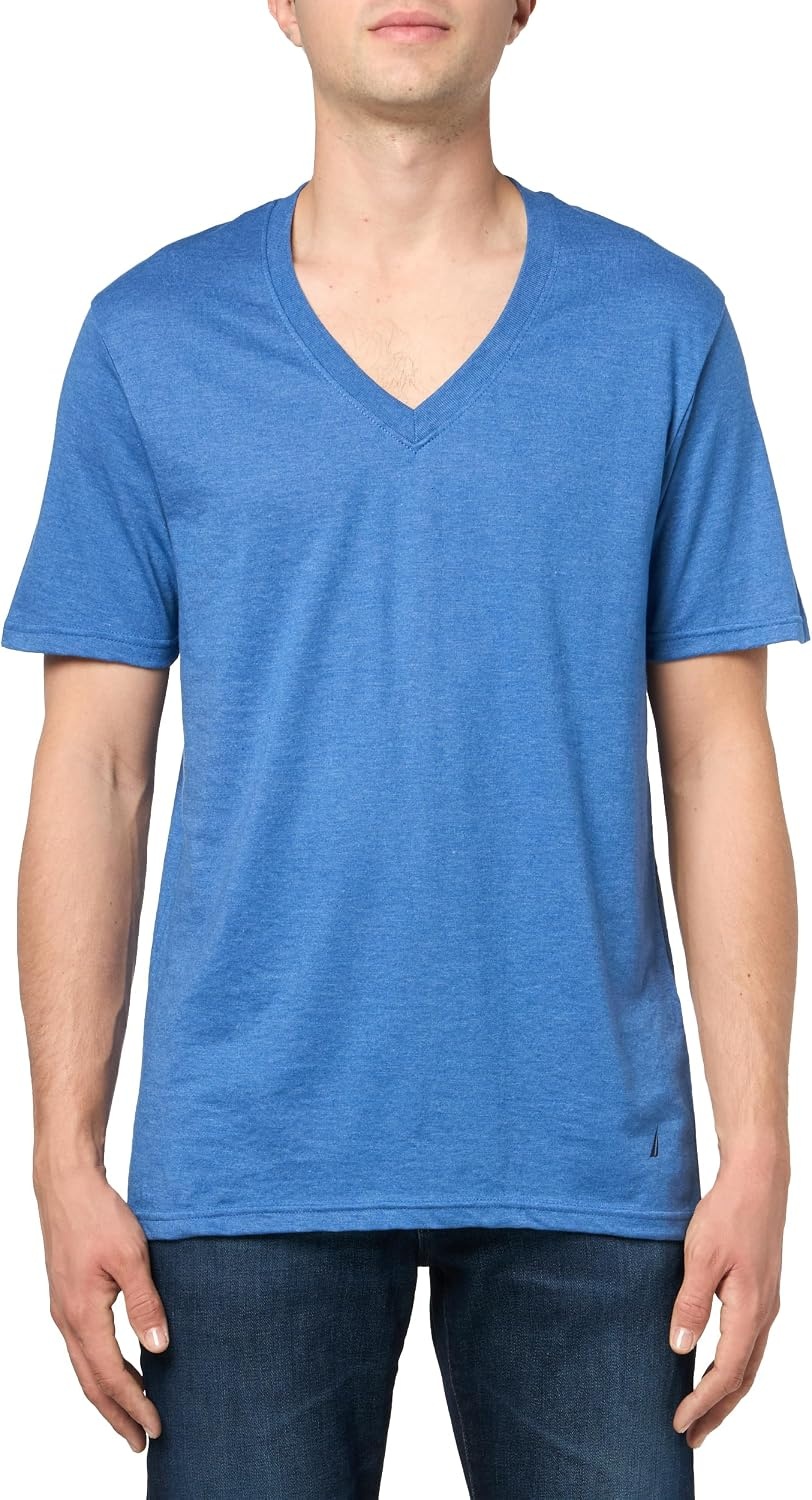 image:imageNautica Mens 3Pack Cotton VNeck TShirtDutchCharcoalCornel Heather