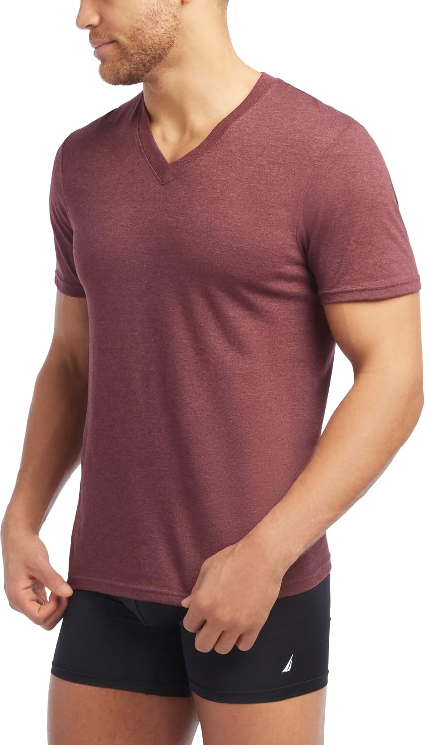 image:imageNautica Mens 3Pack Cotton VNeck TShirtDutchCharcoalCornel Heather