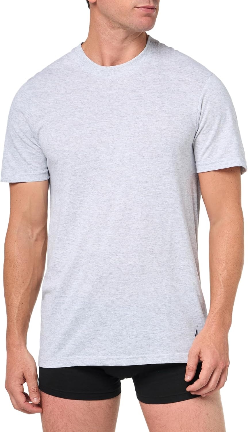 image:imageNautica Mens 3Pack Heathered Soft Stretch Cotton Crew Neck TShirts2 SnowPeacoat Heather