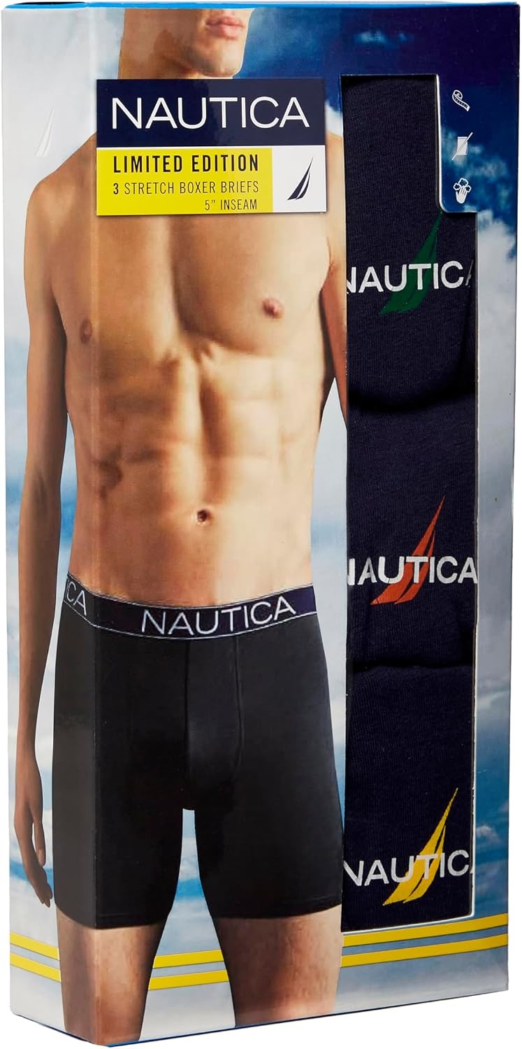 image:imageNautica Mens 3pack Cotton Stretch Limited Edition Boxer BriefsPeacoat