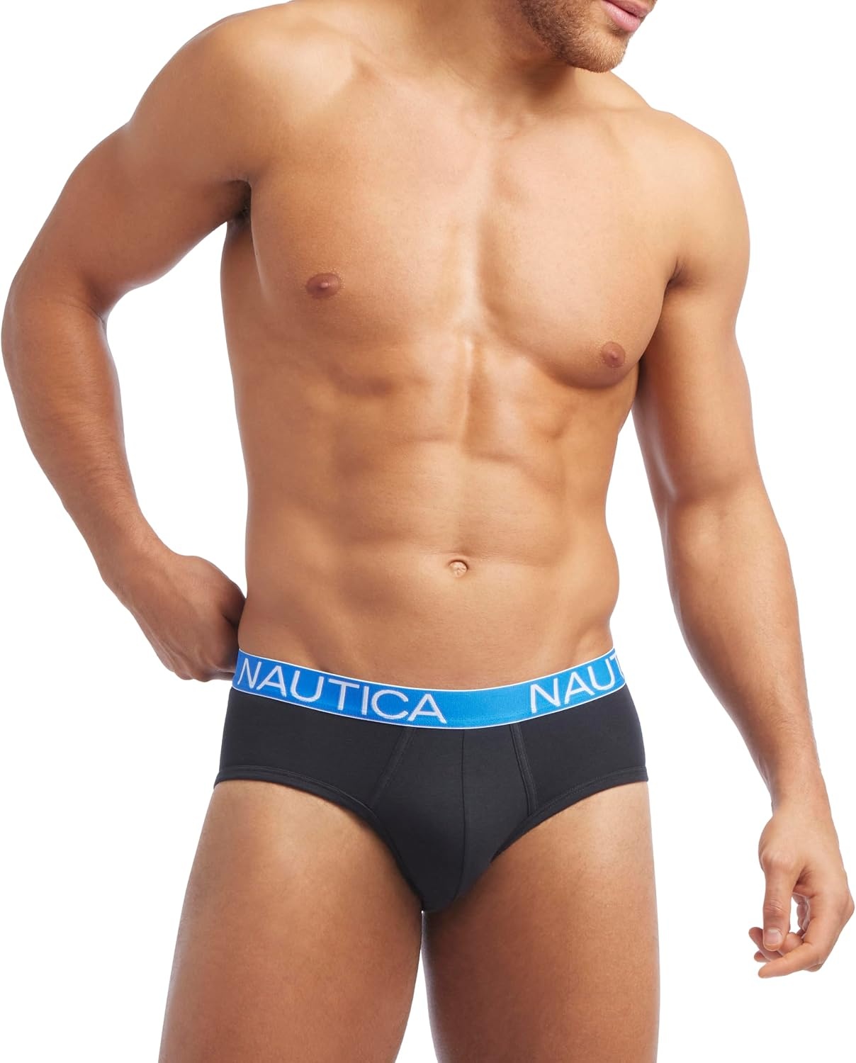image:imageNautica Mens 4 Pack Classic Cotton Stretch BriefsBlack BlackSpinner BlueAero BlueWhite Assorted Wb