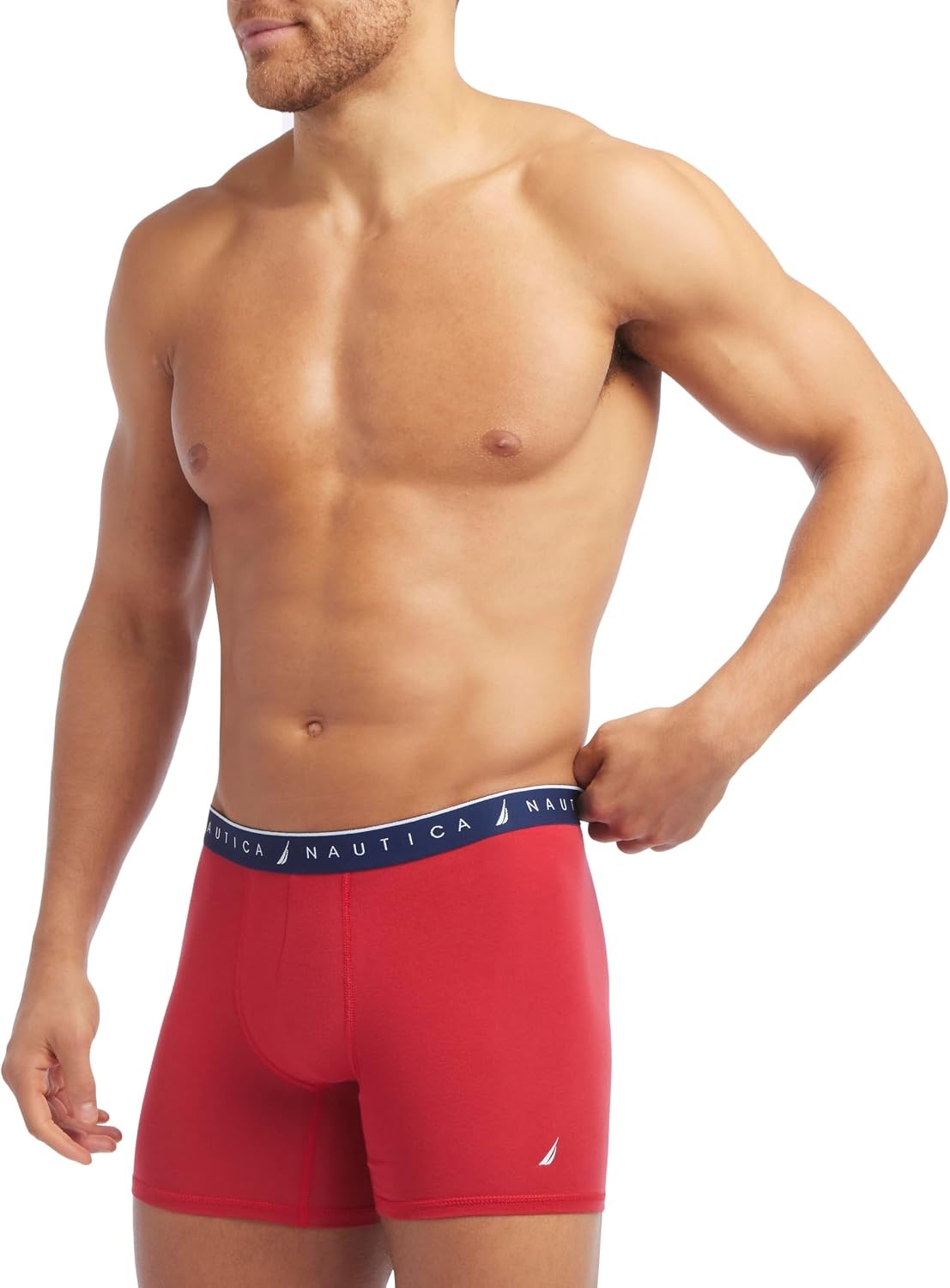 image:imageNautica Mens 4 Pack Limited Edition Cotton Stretch Boxer BriefsNautica RedHeather GreyPro BluePeacoat Assorted Wb