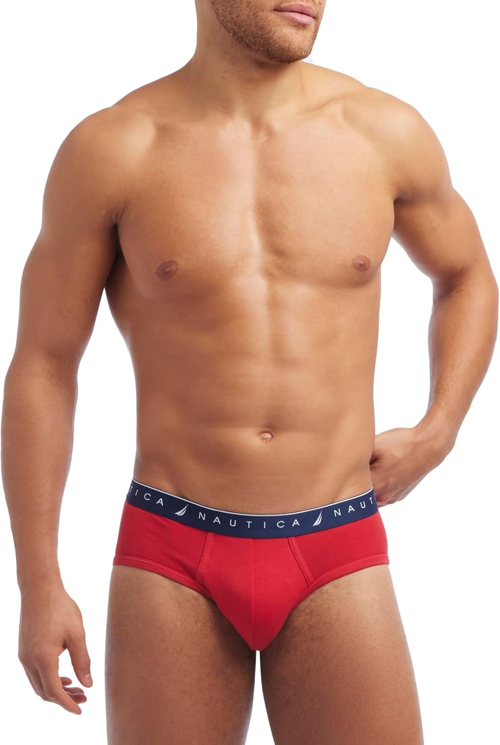 image:imageNautica Mens 4 Pack Limited Edition Cotton Stretch BriefsNautica RedHeather GreyPro BluePeacoat Assorted Wb