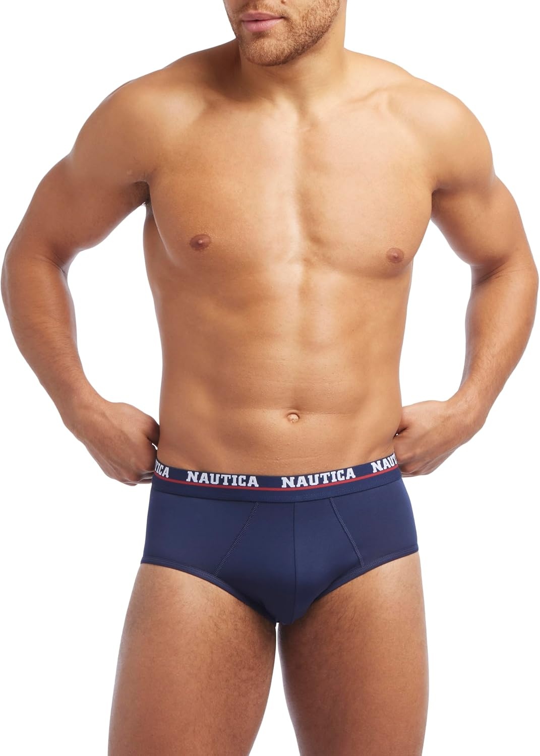 image:imageNautica Mens 4 Pack Limited Edition Micro Stretch Briefs4 Peacoat Assorted Waistband