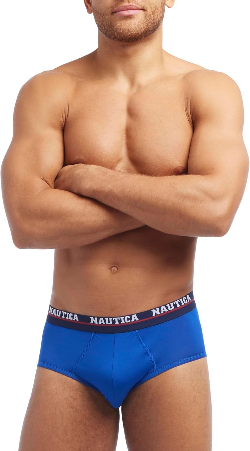 image:imageNautica Mens 4 Pack Limited Edition Micro Stretch BriefsSurf the WebWhitePeacoatAero Blueassorted Wb
