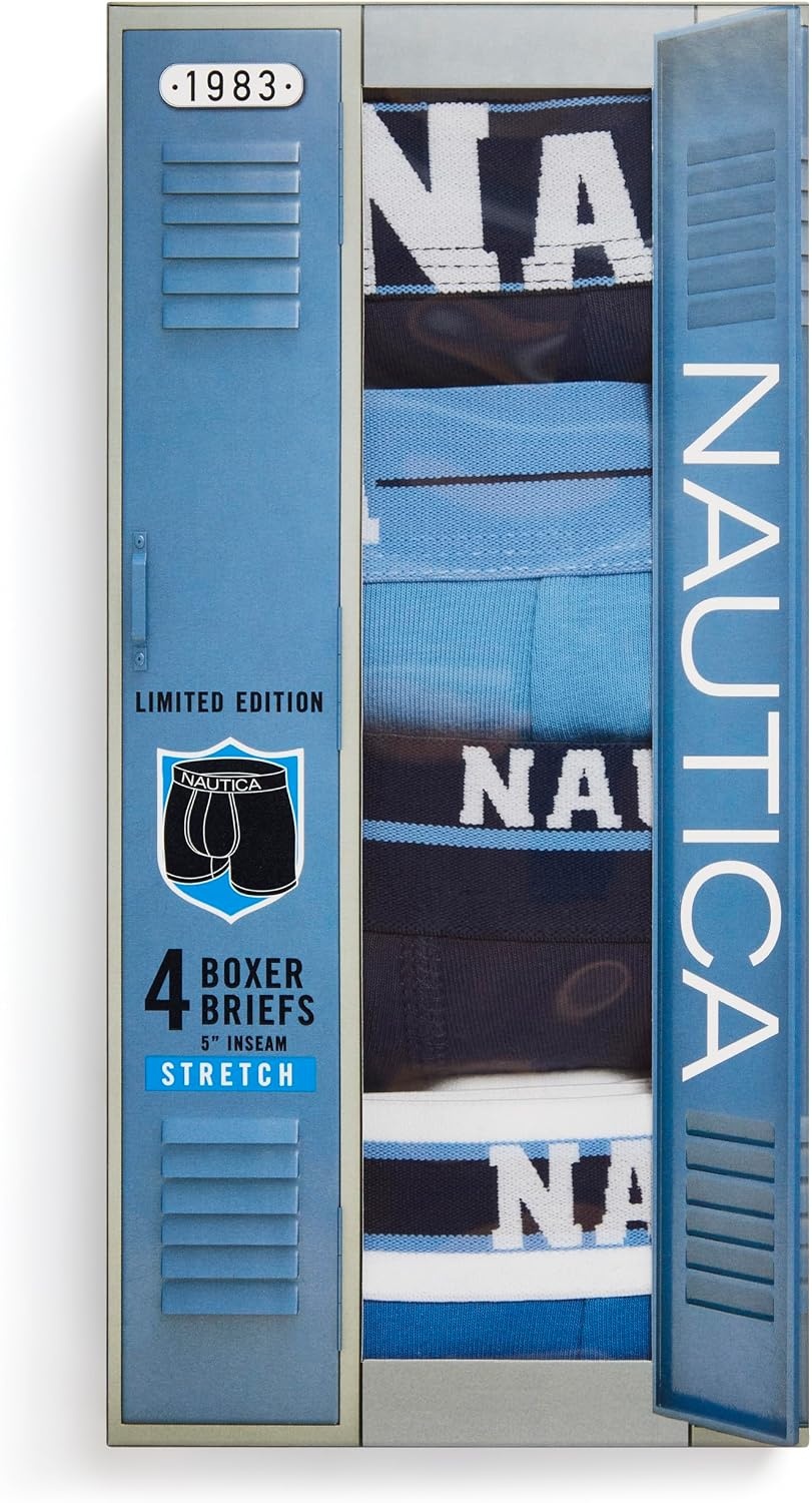 image:imageNautica Mens 4 Pack Limited Edition Stretch Boxer BriefsPro Blue2 PeacoatAero Blue Assorted Wb