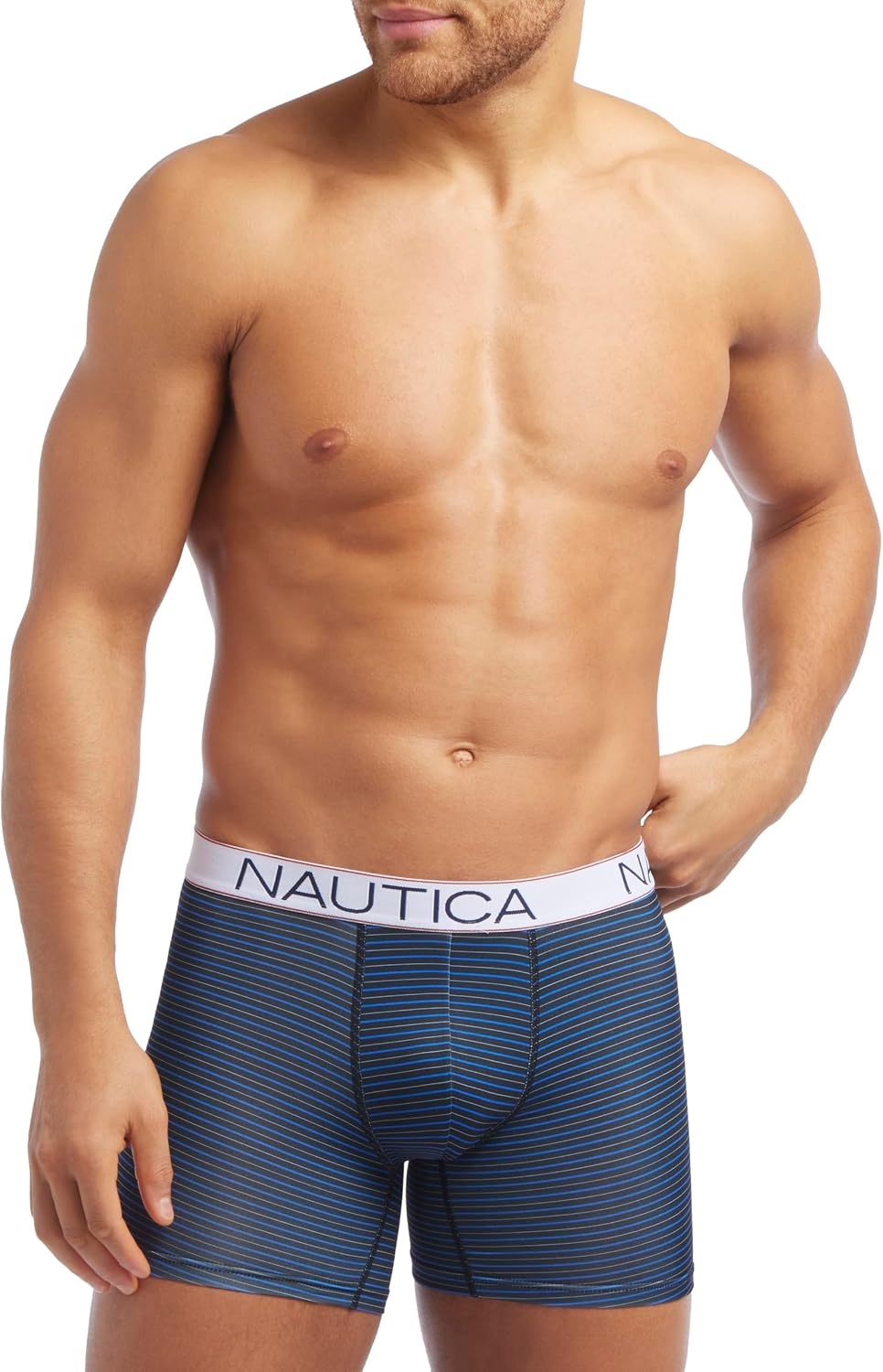 image:imageNautica Mens 4 Pack Micro Boxer BriefsBlackSharkfin GreyBright RedStripe