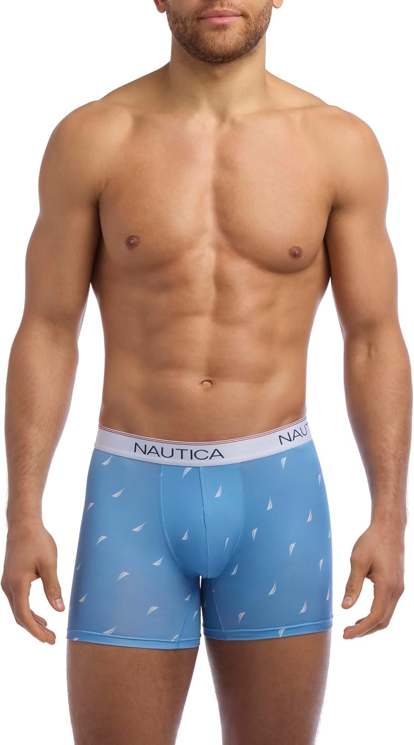 image:imageNautica Mens 4 Pack Stretch Micro Boxer BriefsLemonadeUnion BlueBlue TintSail Print