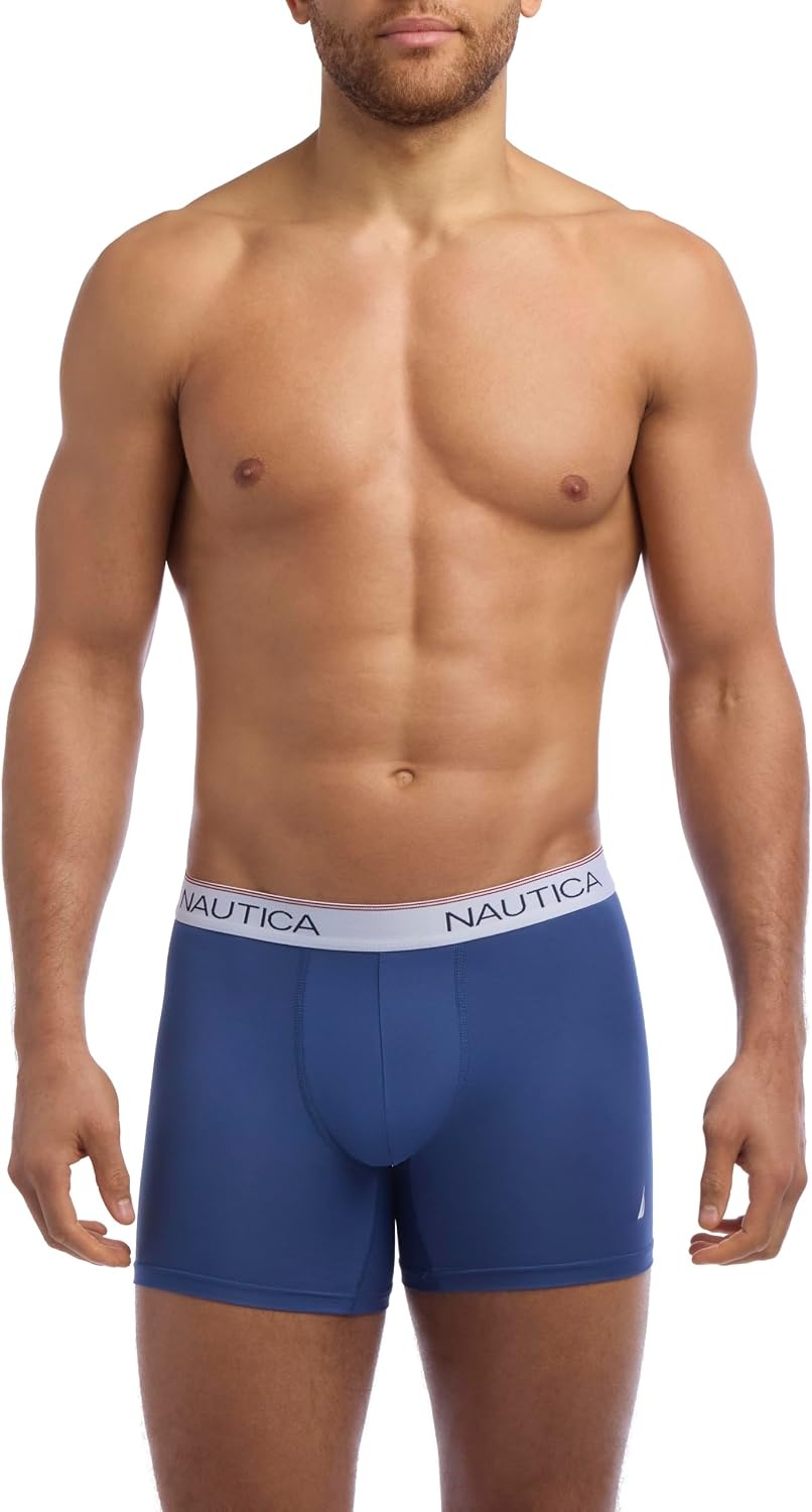 image:imageNautica Mens 4 Pack Stretch Micro Boxer BriefsPeacoatRaspberry WineLegion BlueUnion Blue
