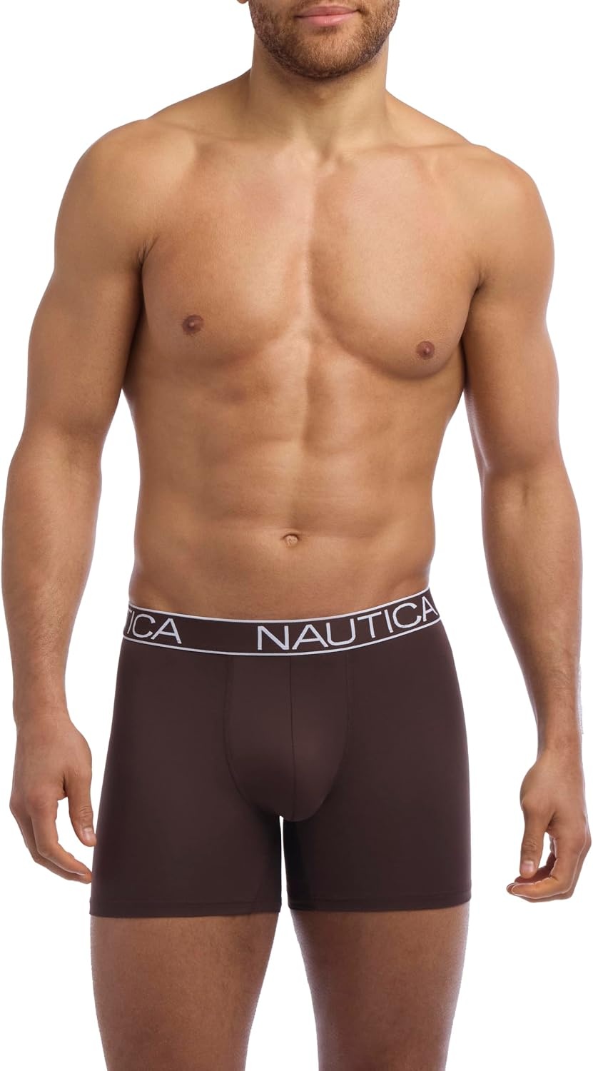 image:imageNautica Mens 4pack Brushed Micro Boxer BriefsBlackAlloySeal BrownMushroom