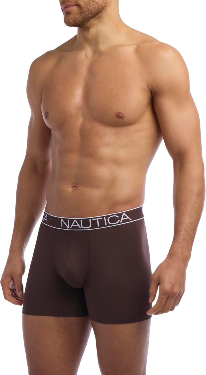 image:imageNautica Mens 4pack Brushed Micro Boxer BriefsBlackAlloySeal BrownMushroom