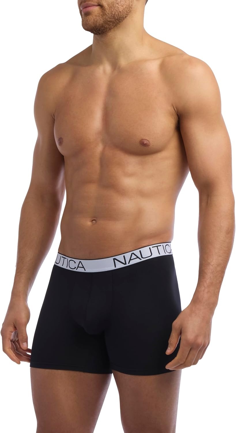 image:imageNautica Mens 4pack Brushed Micro Boxer BriefsPeacoatBlackAlloySky Way