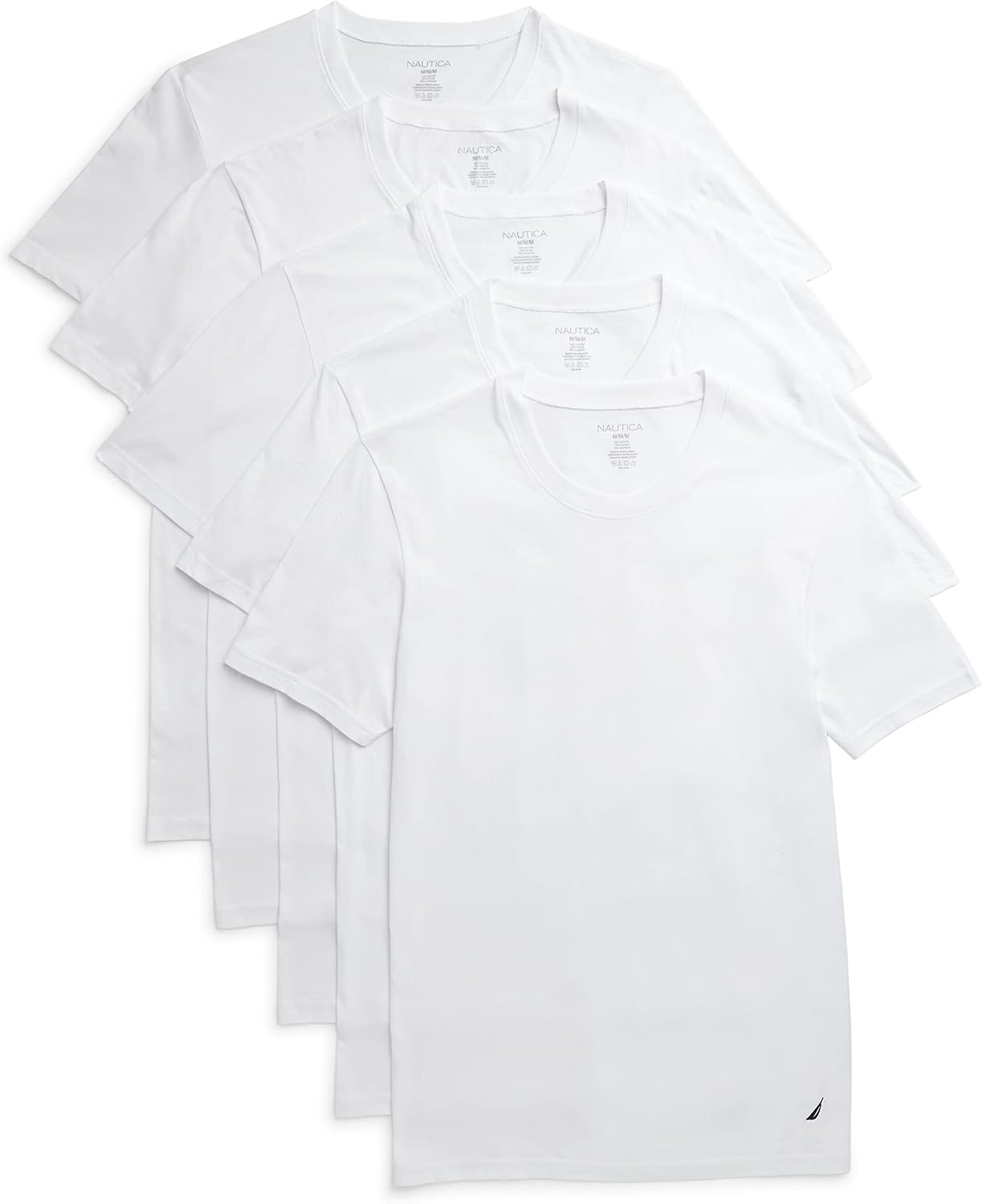 image:imageNautica Mens 5 Pack Cotton Crew Neck TShirtsWhite 5 Pack
