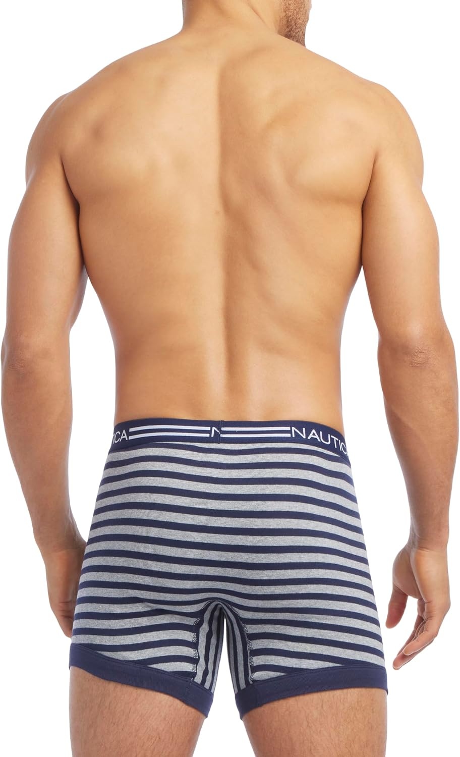 image:imageNautica Mens Classic Cotton 3Pack Boxer BriefsPeacoatAero BlueStripe Heather Grey Peacoat