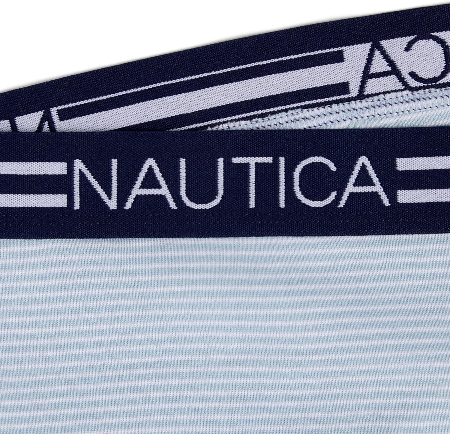 image:imageNautica Mens Classic Cotton 3Pack Boxer BriefsPeacoatFeder StripeBreton Stripe