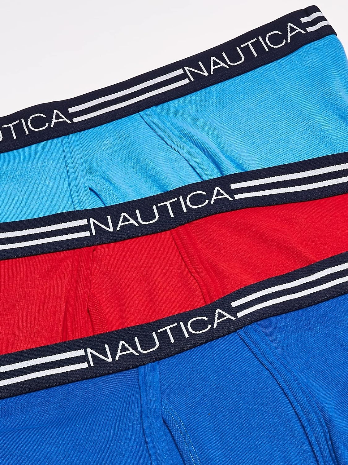 image:imageNautica Mens Classic Cotton 3Pack Boxer BriefsSea CobaltAero BlueNautica Red