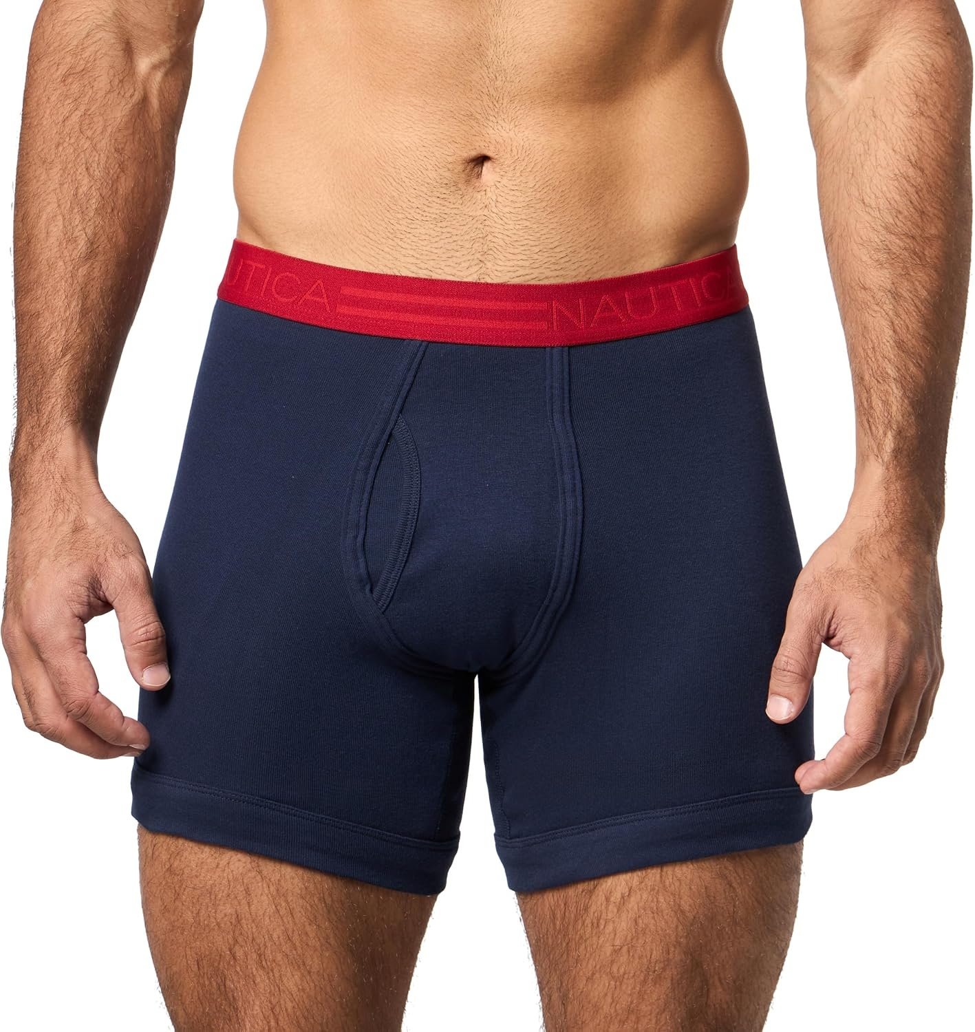 image:imageNautica Mens Classic Cotton 4pack Boxer BriefsPeacoat RedAeroStwWhite Wb