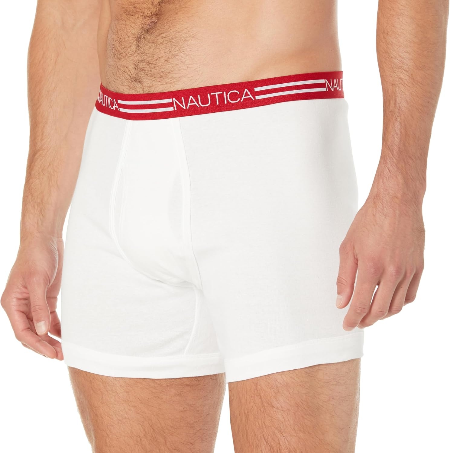 image:imageNautica Mens Classic Cotton 4pack Boxer BriefsWhite PeacoatJolly GreenNautica RedTidal Green Waistbands