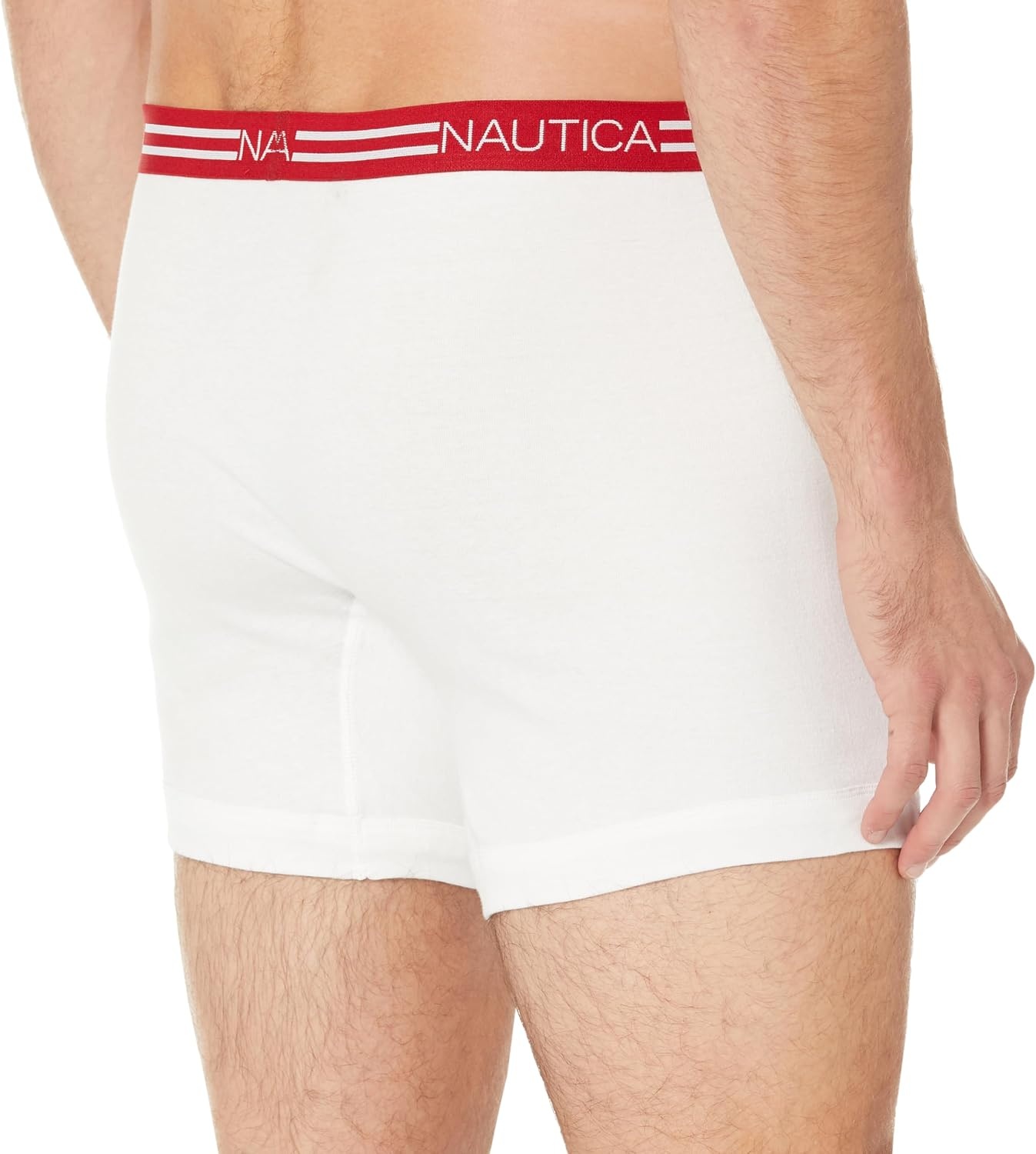 image:imageNautica Mens Classic Cotton 4pack Boxer BriefsWhite PeacoatJolly GreenNautica RedTidal Green Waistbands