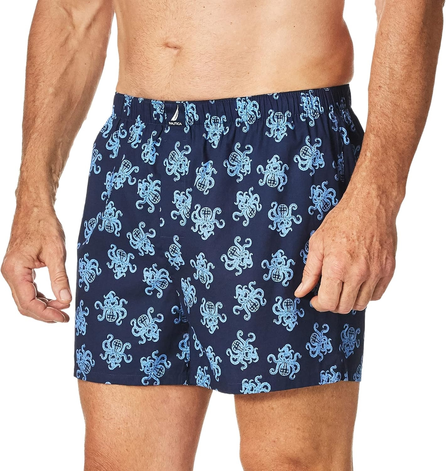 image:imageNautica Mens Classic Cotton Woven BoxerOctopus Printpeacoat