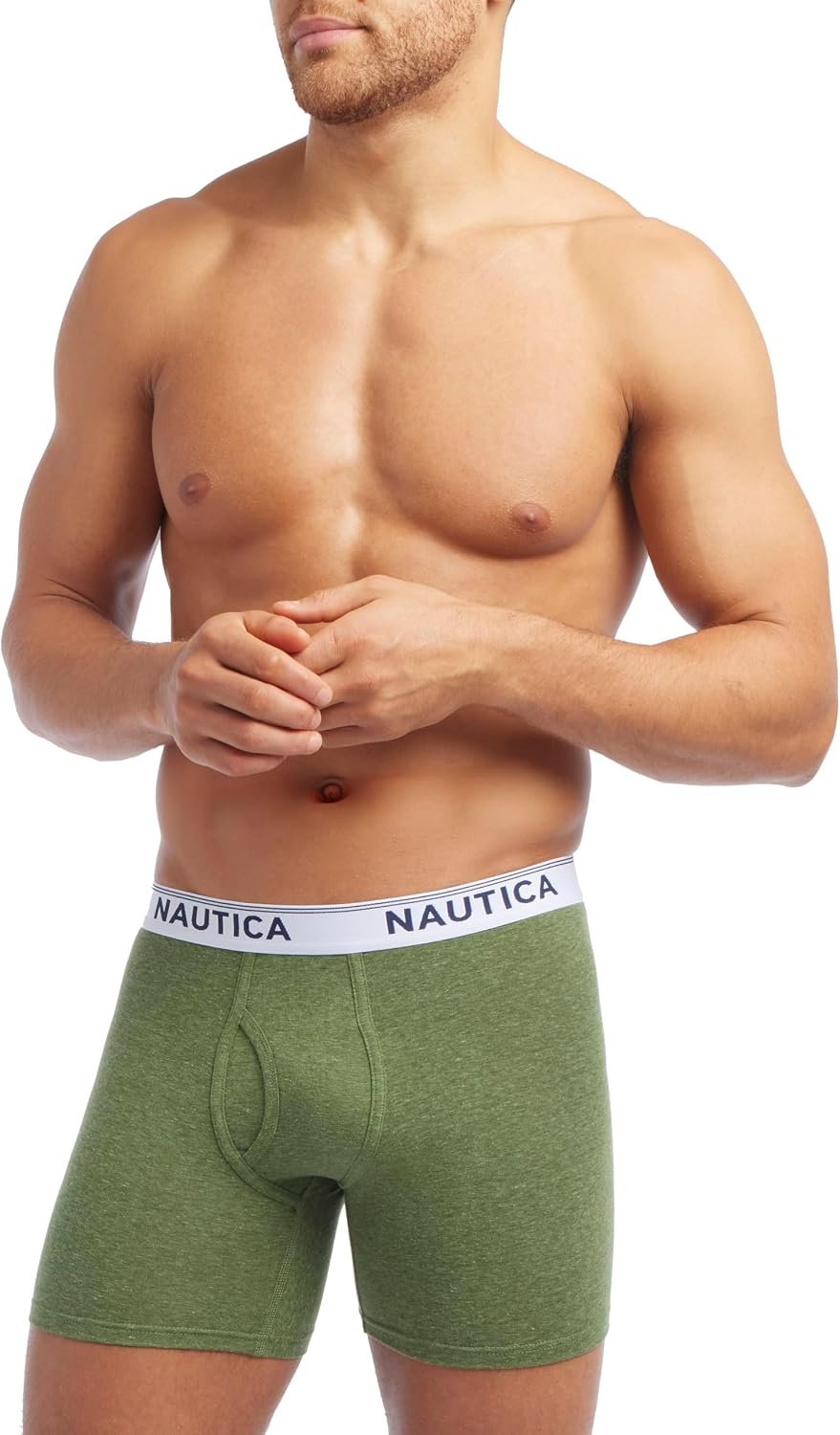 image:imageNautica Mens Stretch Performance 3pack Boxer BriefsLight GreyCharcoalForest Green Heather