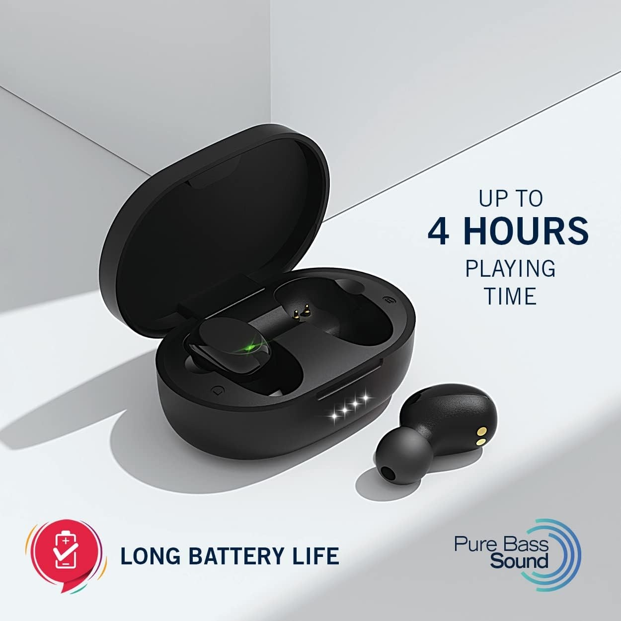image:imageNautica T120 True Wireless Earbuds Bluetooth v51 TWS inEar Earphones with Builtin Mic Wireless Bluetooth Earbuds with Charging case Touch Control Ergonomic Design SweatProof USBC Black