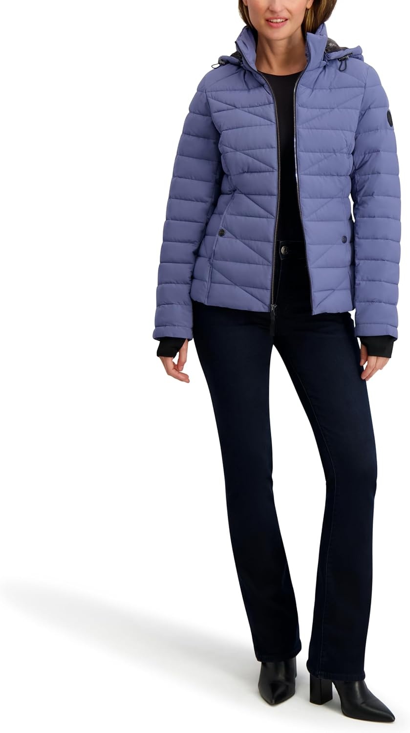 image:imageNautica Womens Faux Fur Trim Hooded Midweight Puffer JacketBlue