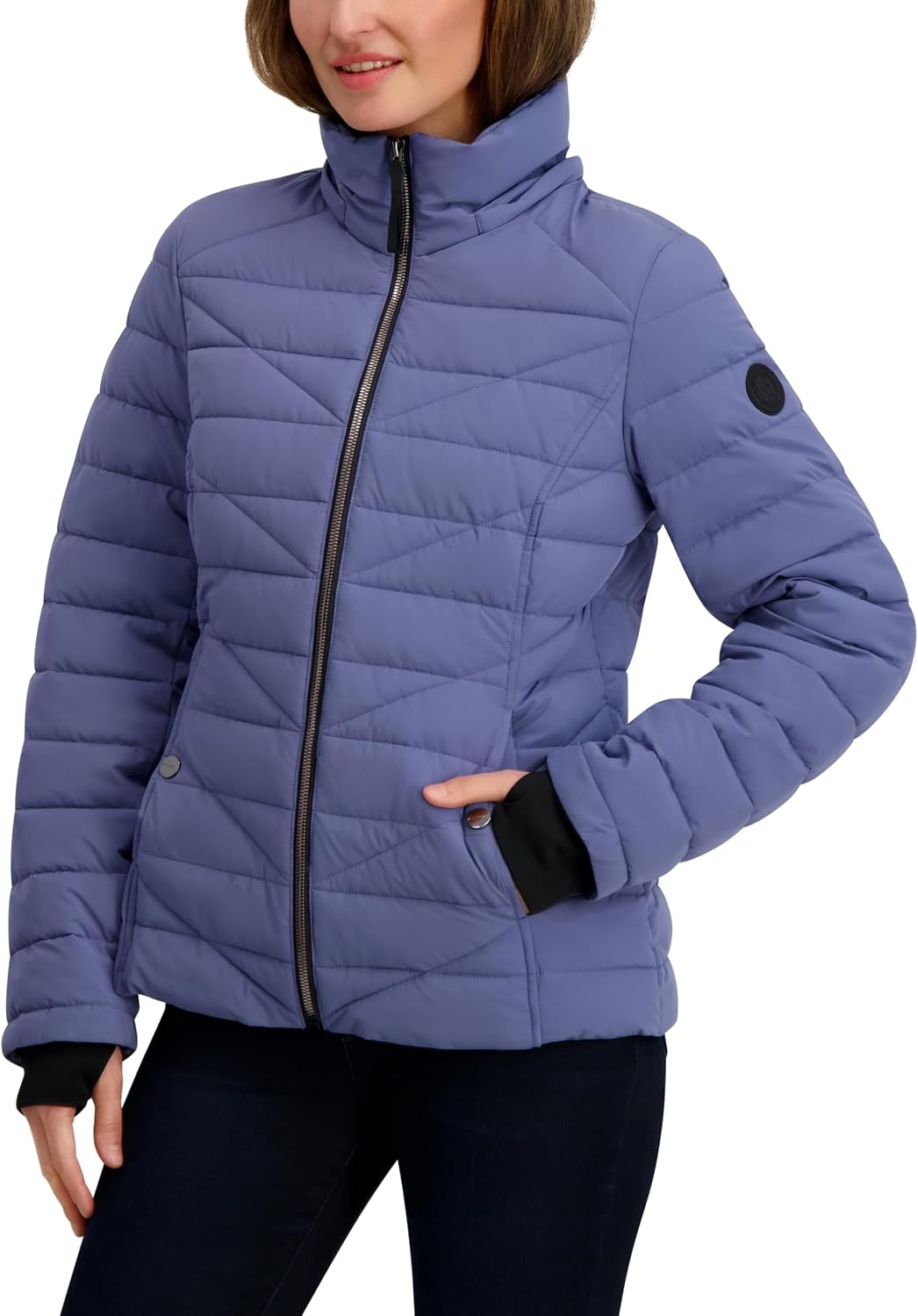image:imageNautica Womens Faux Fur Trim Hooded Midweight Puffer JacketBlue