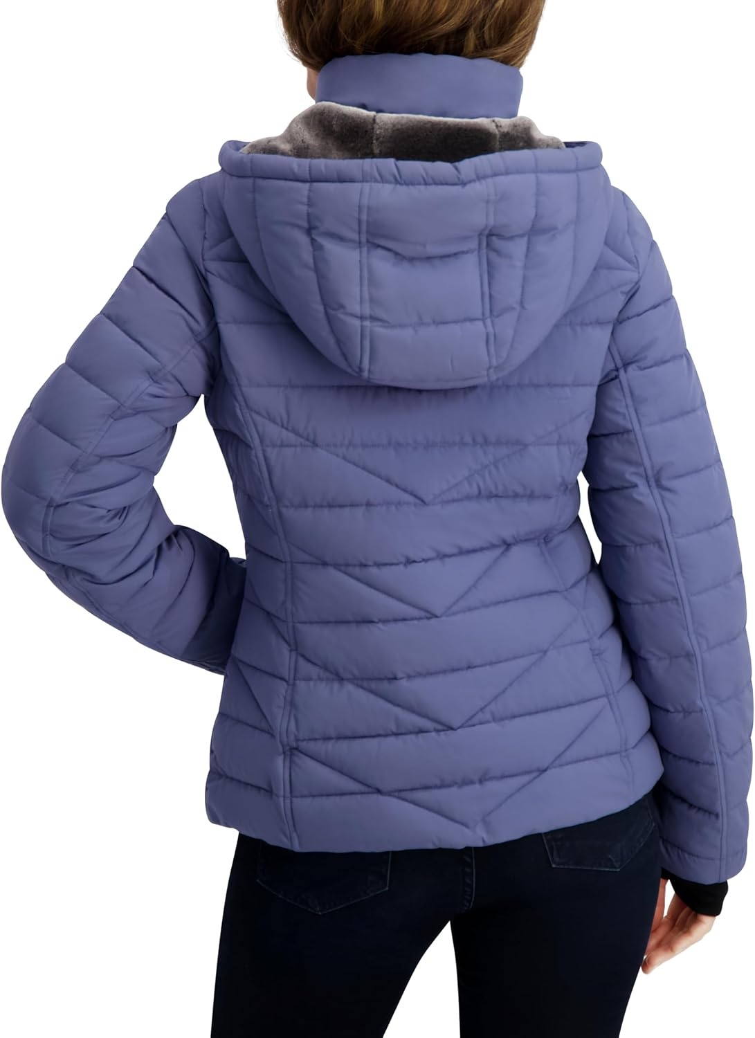 image:imageNautica Womens Faux Fur Trim Hooded Midweight Puffer JacketBlue