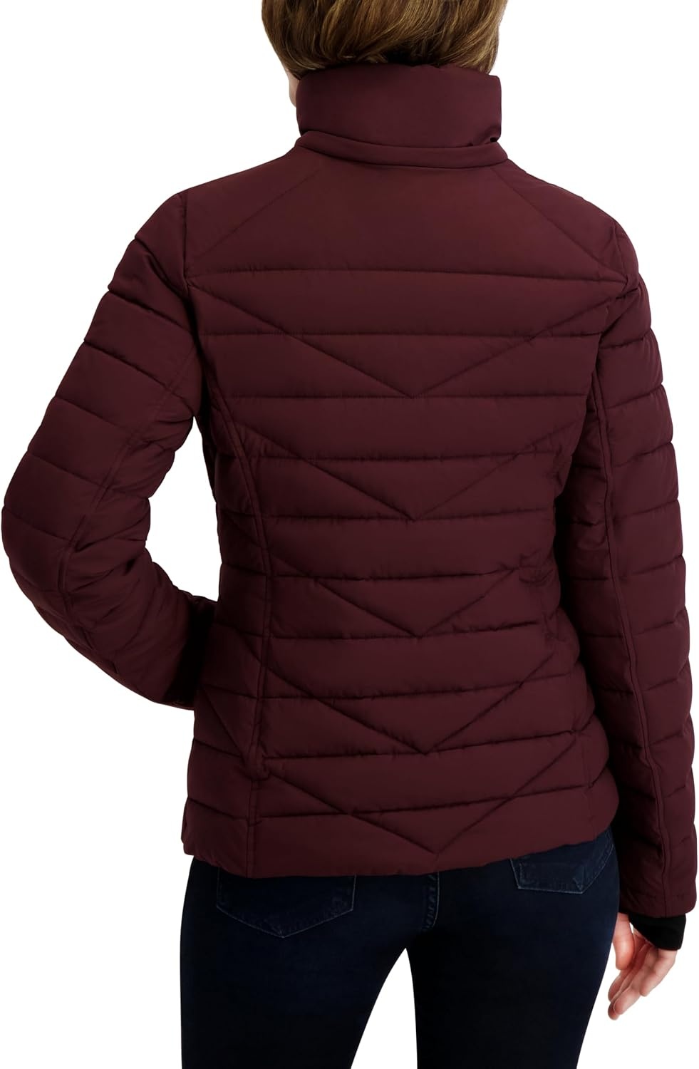 image:imageNautica Womens Faux Fur Trim Hooded Midweight Puffer JacketChianti