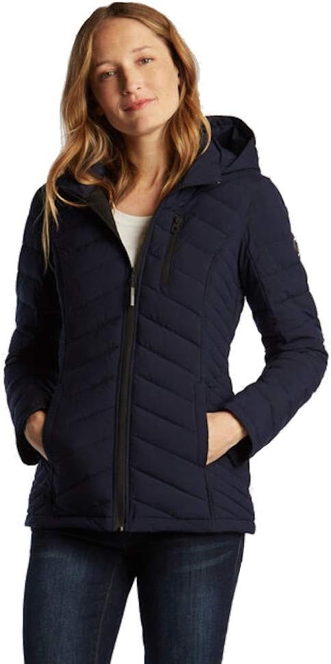 image:imageNautica Womens Faux Fur Trim Hooded Midweight Puffer JacketDeep Blue