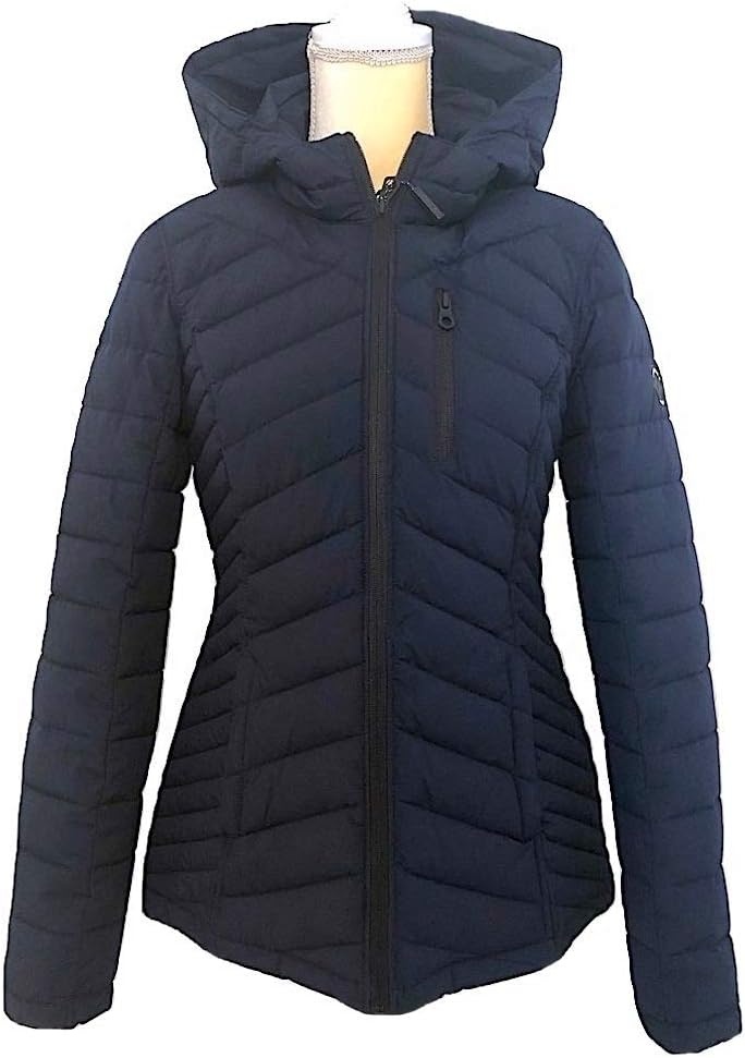 image:imageNautica Womens Faux Fur Trim Hooded Midweight Puffer JacketDeep Blue