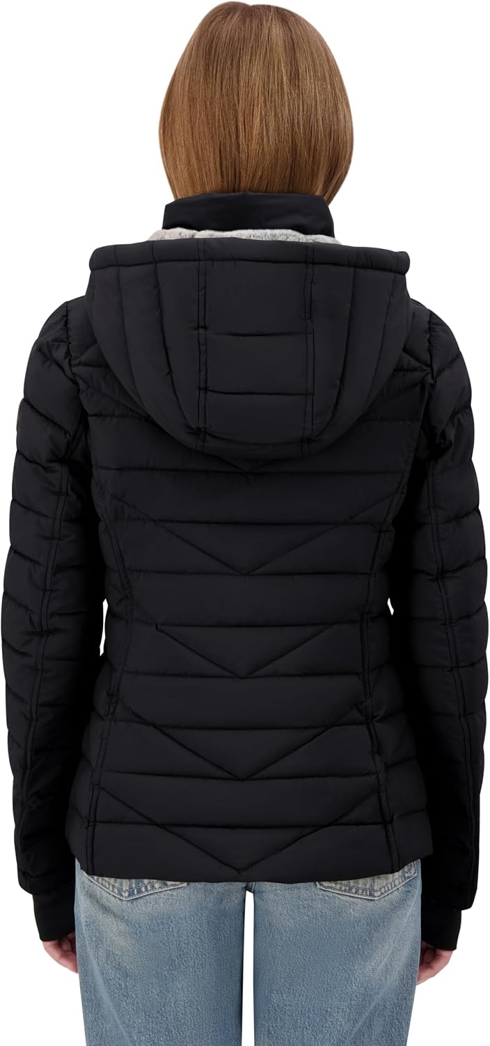 image:imageNautica Womens Faux Fur Trim Hooded Midweight Puffer JacketEbony