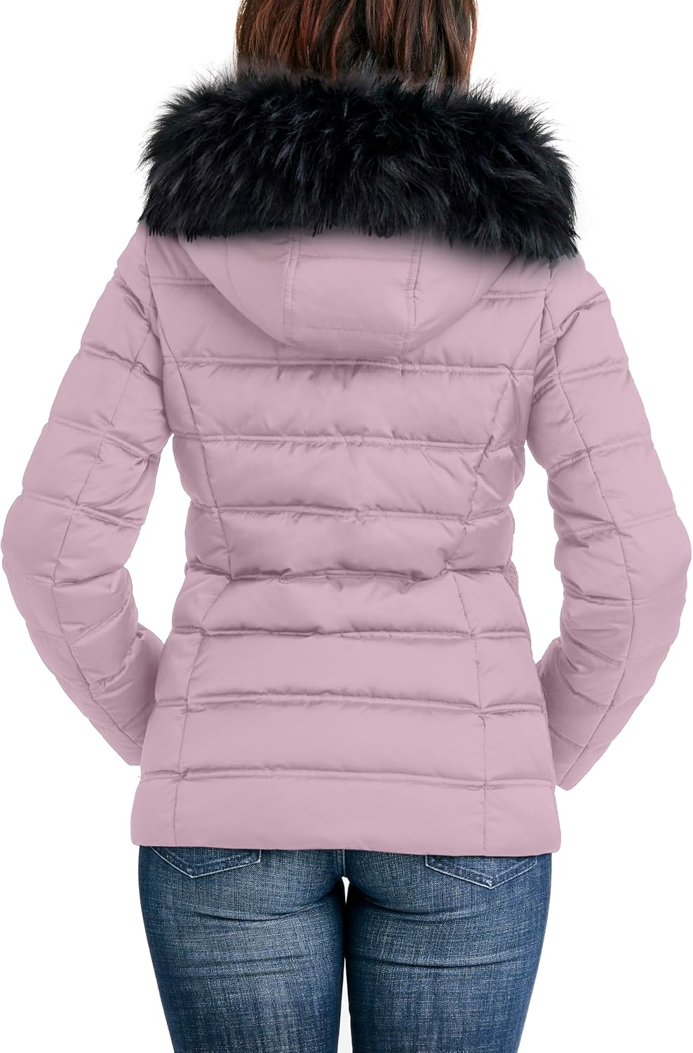 image:imageNautica Womens Faux Fur Trim Hooded Midweight Puffer JacketElderberry