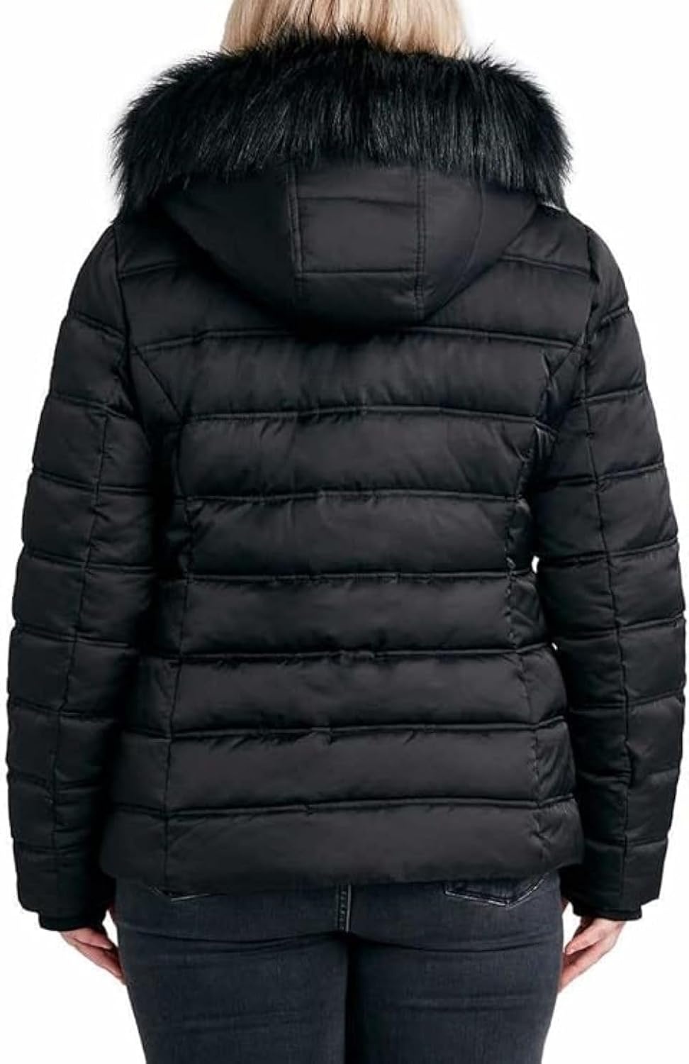 image:imageNautica Womens Faux Fur Trim Hooded Midweight Puffer JacketInk