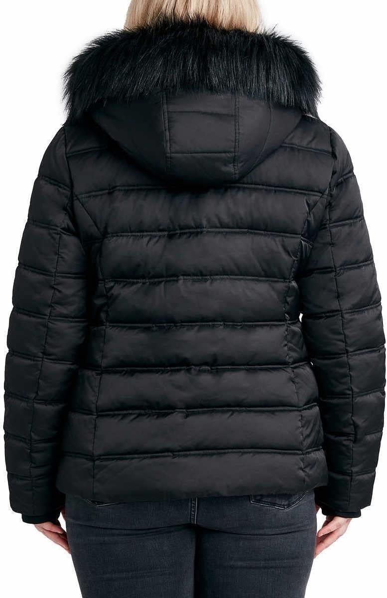 image:imageNautica Womens Faux Fur Trim Hooded Midweight Puffer JacketMidnight