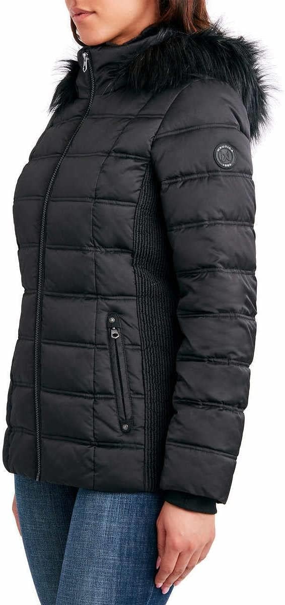 image:imageNautica Womens Faux Fur Trim Hooded Midweight Puffer JacketMidnight