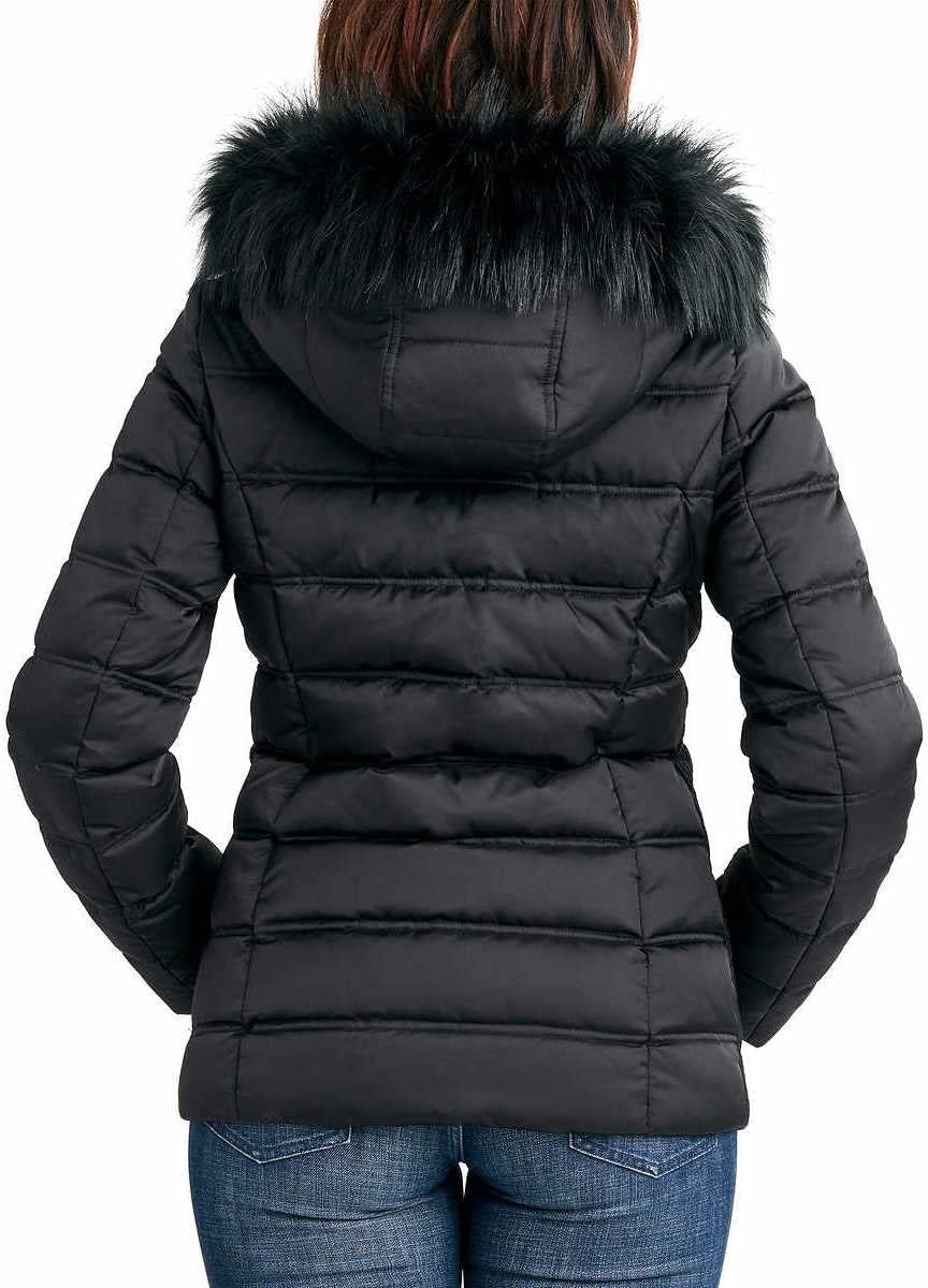image:imageNautica Womens Faux Fur Trim Hooded Midweight Puffer JacketMidnight