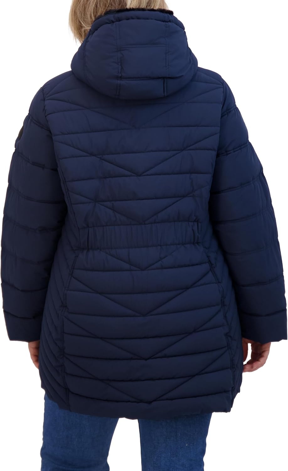 image:imageNautica Womens Faux Fur Trim Hooded Midweight Puffer JacketNavy Seas