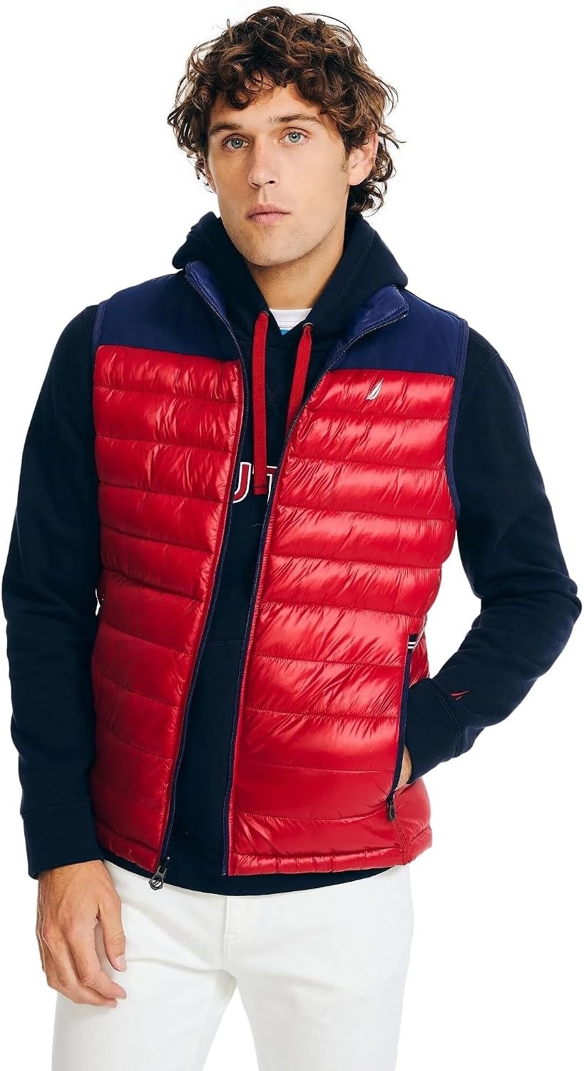 image:imageNautica Womens Faux Fur Trim Hooded Midweight Puffer JacketNavyred