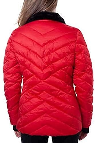 image:imageNautica Womens Faux Fur Trim Hooded Midweight Puffer JacketRed