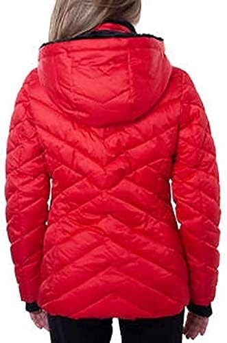 image:imageNautica Womens Faux Fur Trim Hooded Midweight Puffer JacketRed