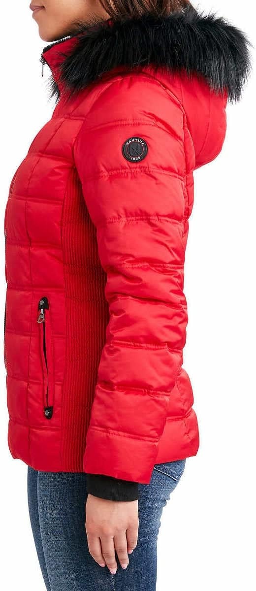 image:imageNautica Womens Faux Fur Trim Hooded Midweight Puffer JacketReda