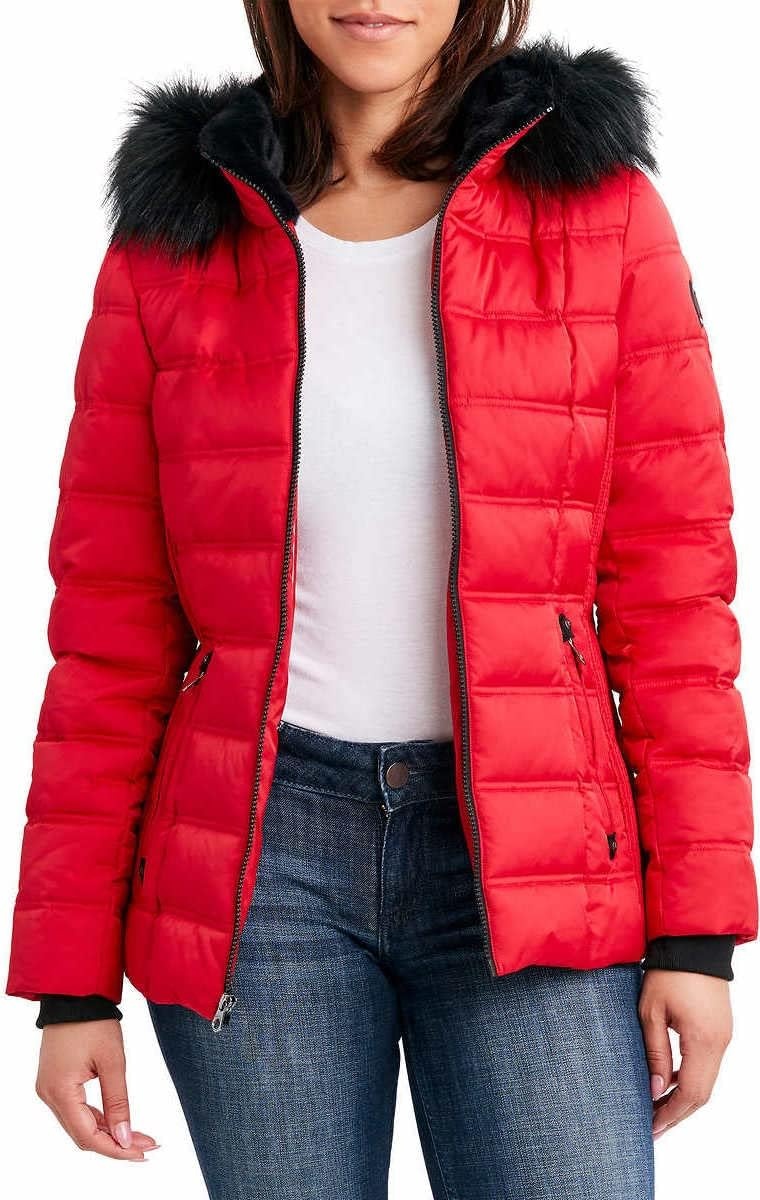 image:imageNautica Womens Faux Fur Trim Hooded Midweight Puffer JacketReda