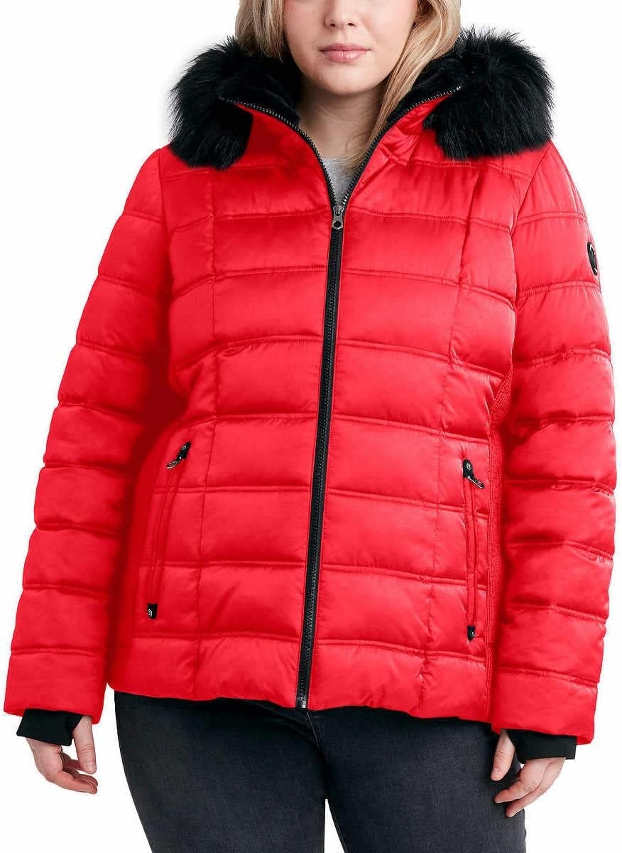 image:imageNautica Womens Faux Fur Trim Hooded Midweight Puffer JacketReda
