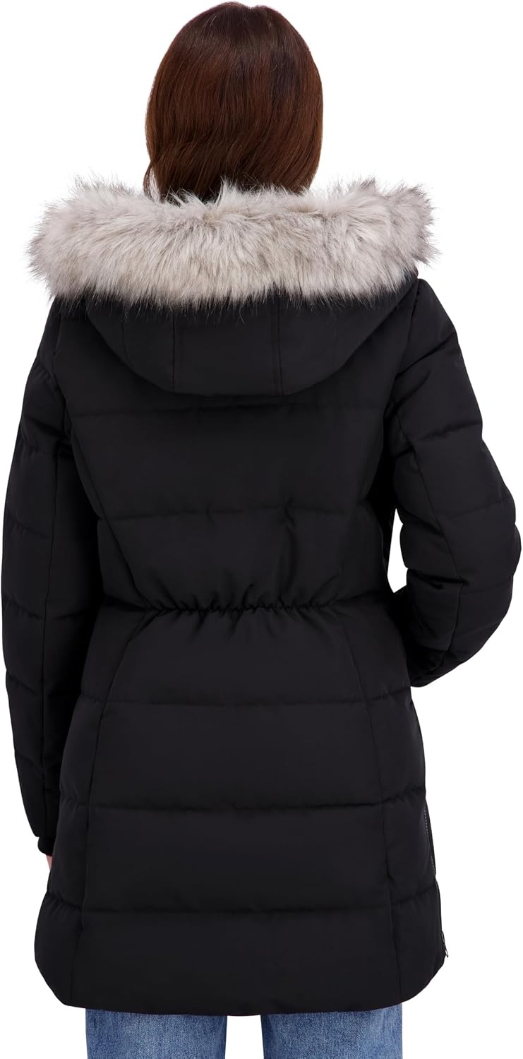 image:imageNautica Womens Heavyweight Puffer JacketFaux FurLined Hood Wind amp WaterResistant Winter CoatBlack