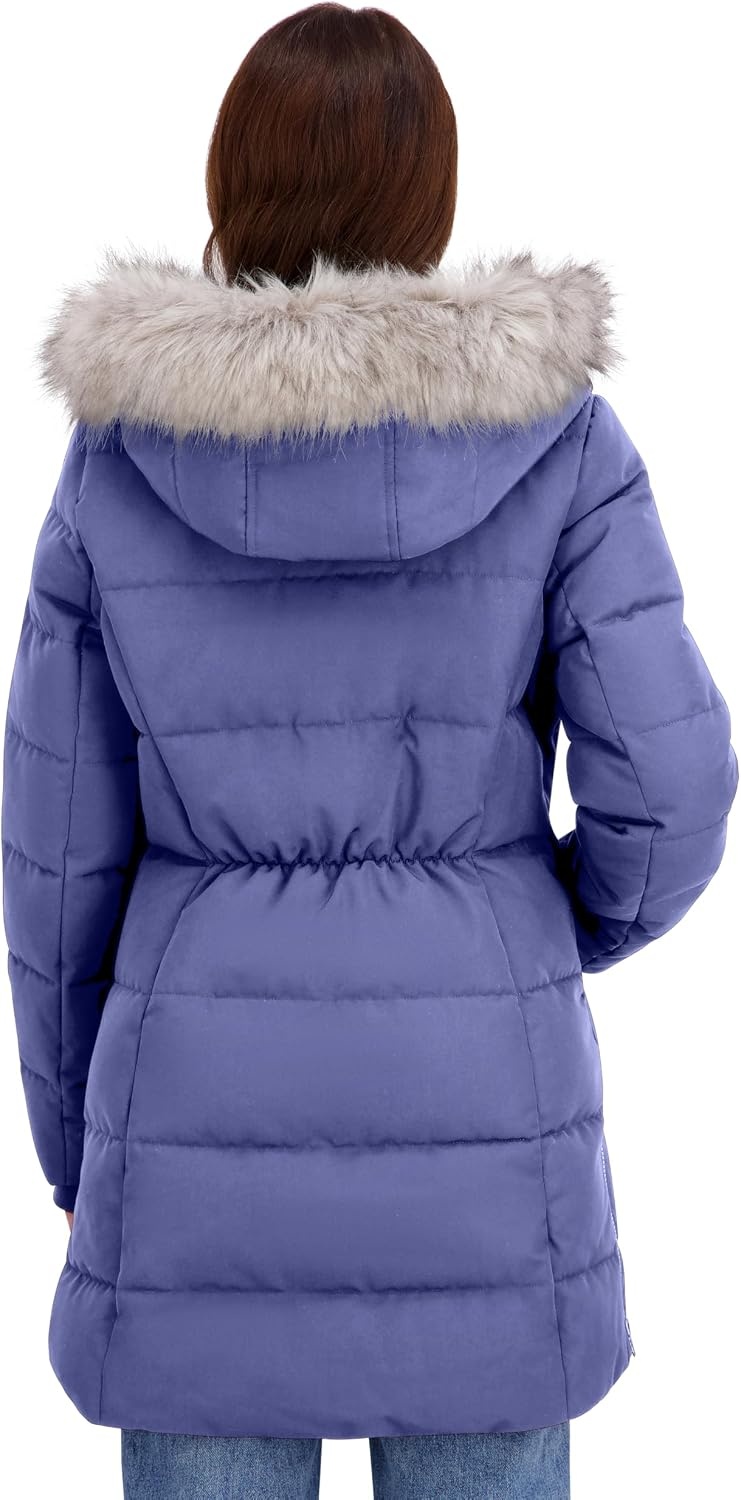 image:imageNautica Womens Heavyweight Puffer JacketFaux FurLined Hood Wind amp WaterResistant Winter CoatBlue