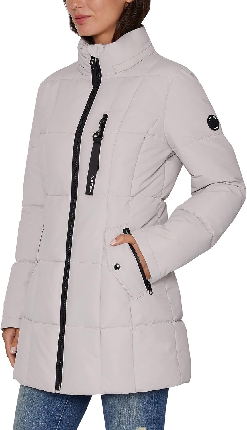 image:imageNautica Womens Heavyweight Puffer JacketFaux FurLined Hood Wind amp WaterResistant Winter CoatLimestone
