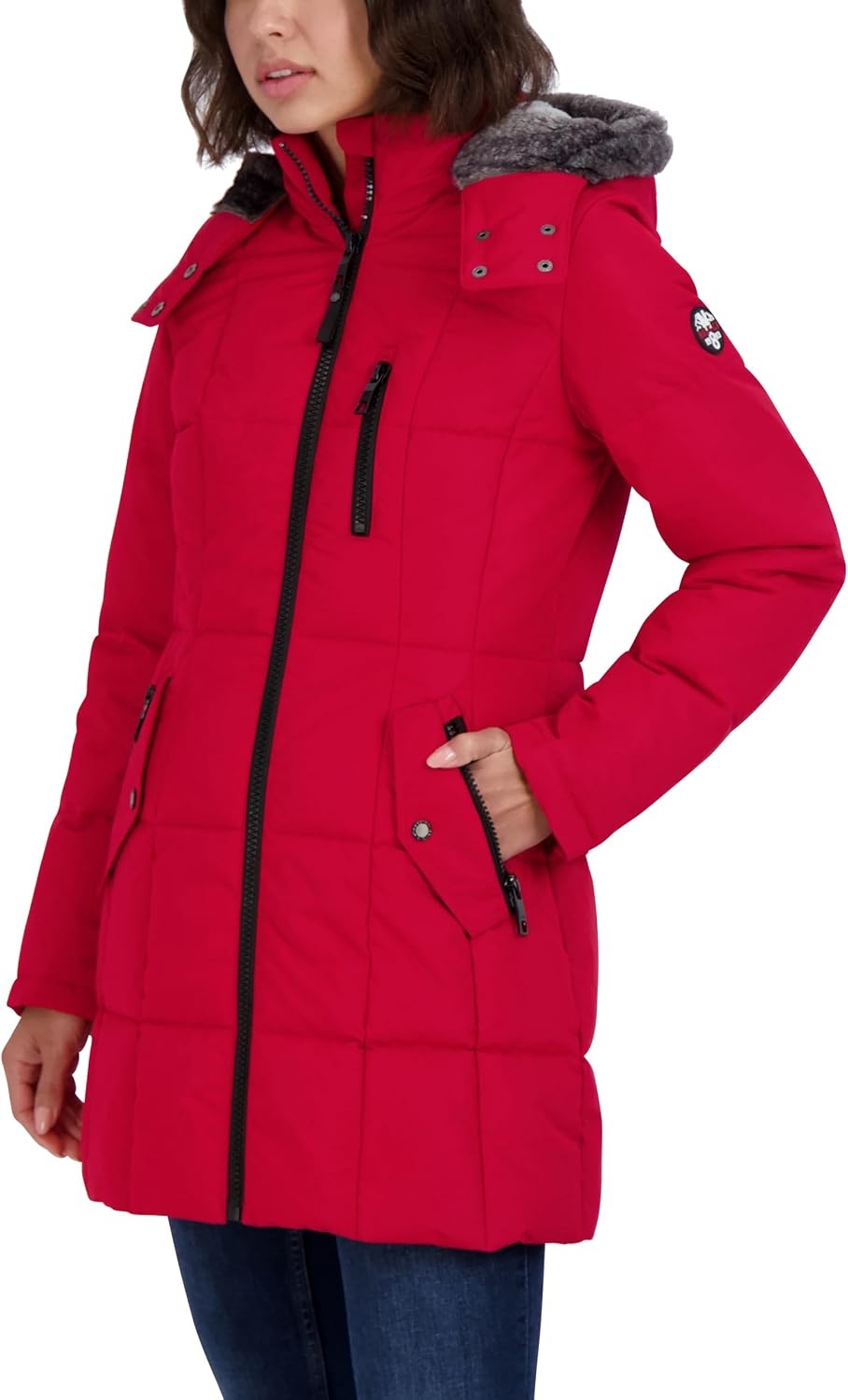image:imageNautica Womens Heavyweight Puffer JacketFaux FurLined Hood Wind amp WaterResistant Winter CoatTrue Red